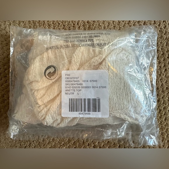 NWT Free People Anette Top Neutral Cream Size L Runs Small NEW - Picture 5 of 6